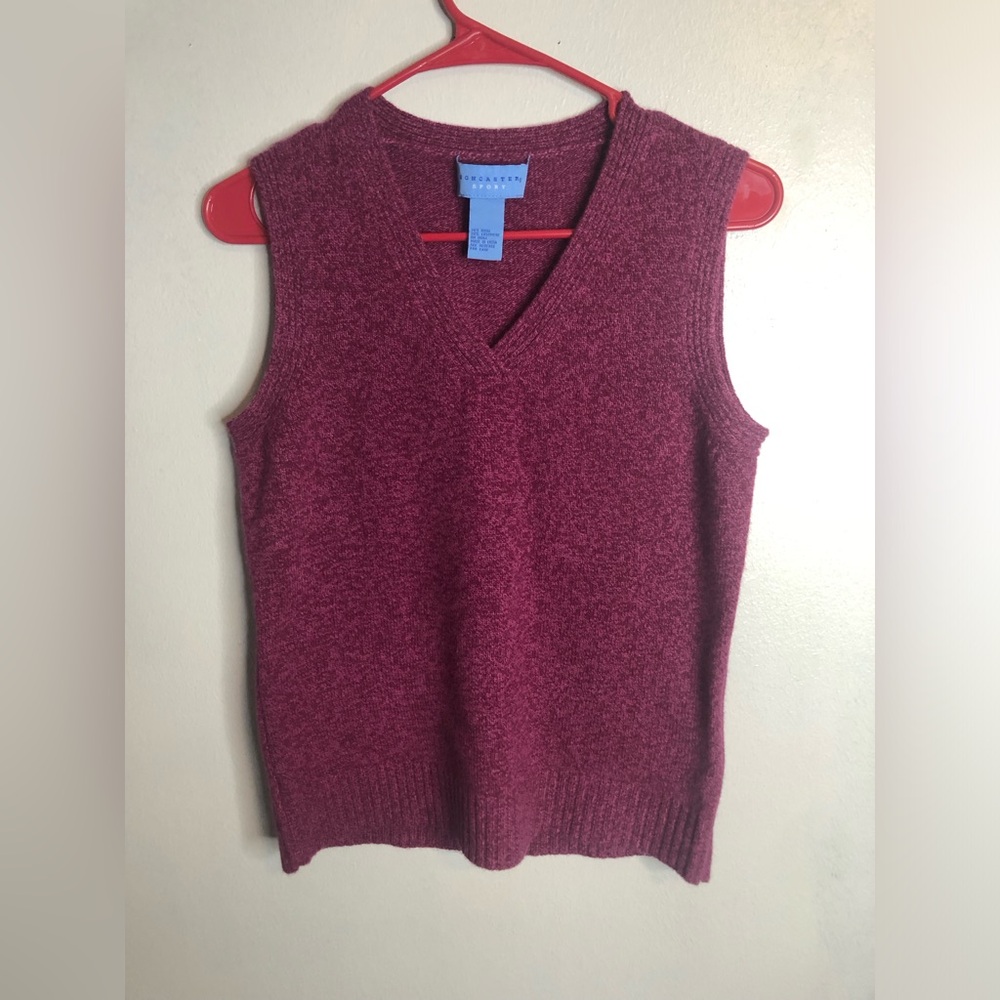 Doncaster Burgundy V-Neck Sleeveless Sweater Vest